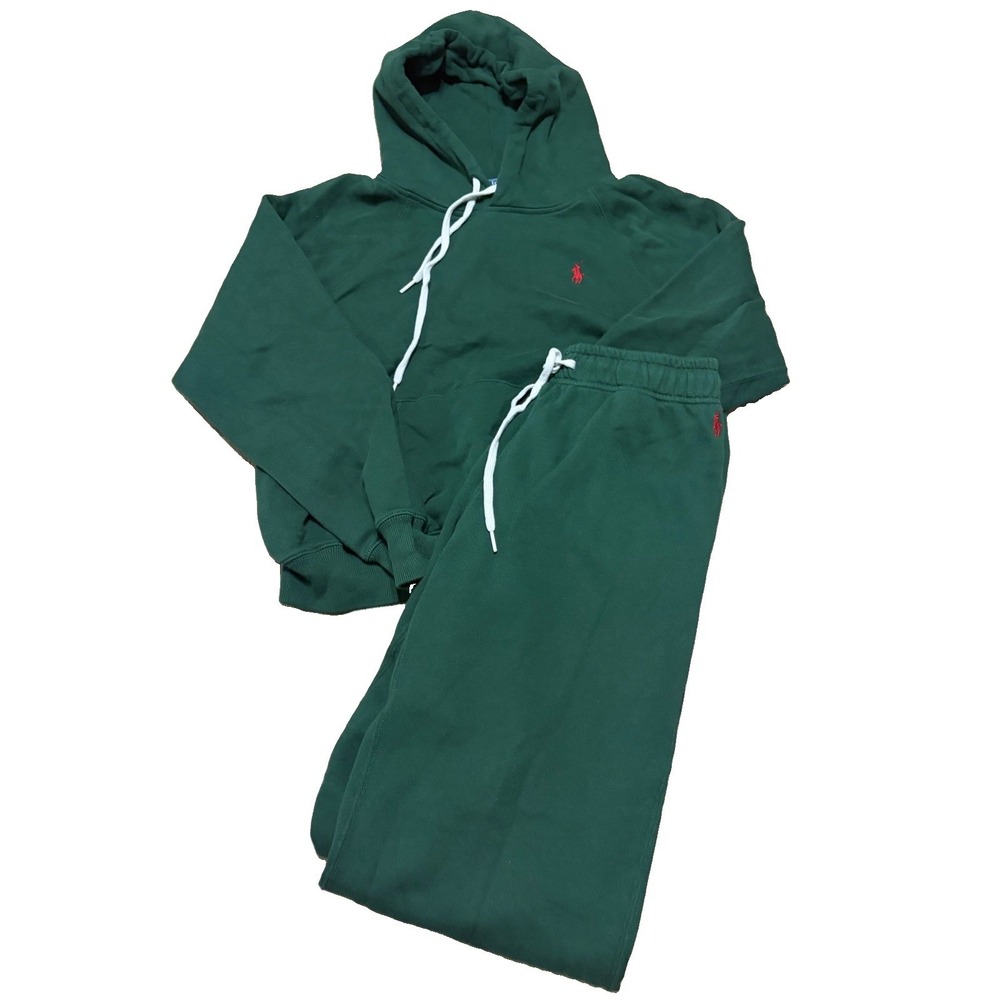 Polo Ralph Lauren Womens M Knit Fleece Sweat Set Hoodie Pants Drawstring Lounge